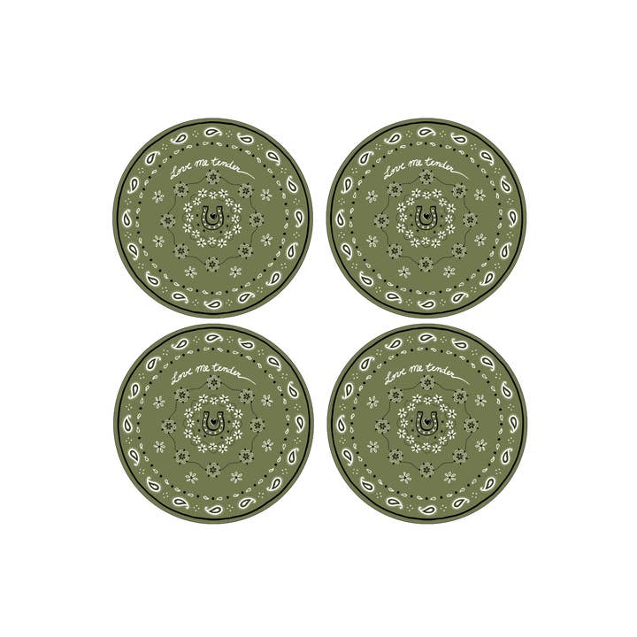 Set of 4 khaki bandana dessert plates D19cm for wholesale by Opjet Paris