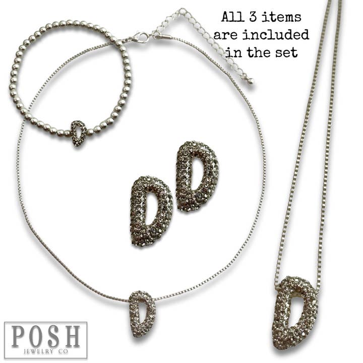 Pink Panache Brands - Wholesale Jewelry Set - Rhinestone initial jewelry set7