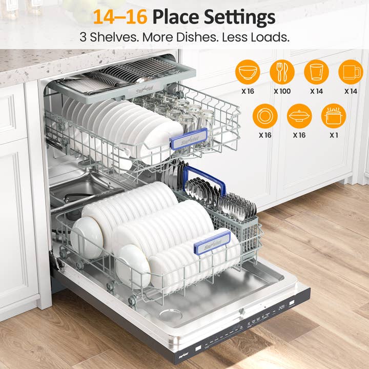 Heynemo - Wholesale Kitchen Appliance - 24" Built-in Dishwasher, 14-16 Place Settings Dish Washer3