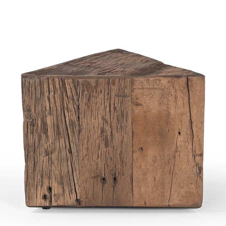 Large Triangle Side Table Natural Wood H 16" & L 19.5" for wholesale by BIDKhome