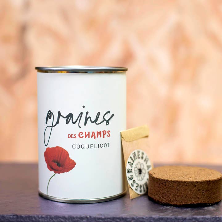 Kit di semi « Graines des Champs » prodotto in Francia per la vendita all'ingrosso da parte di MauvaisesGraines