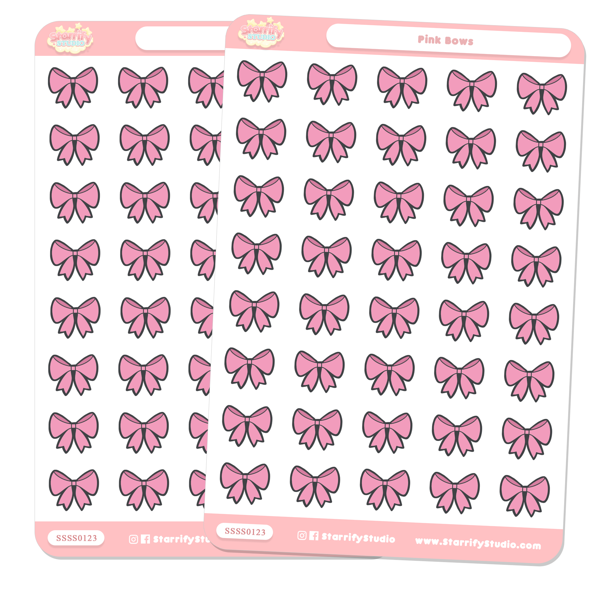 Pastel Dreamer, LLC. - Wholesale Sticker - Pink Bows Sticker Sheet1