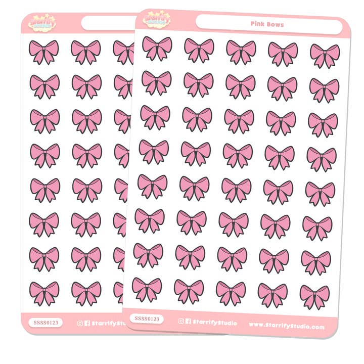 Pastel Dreamer, LLC. - Wholesale Sticker - Pink Bows Sticker Sheet1