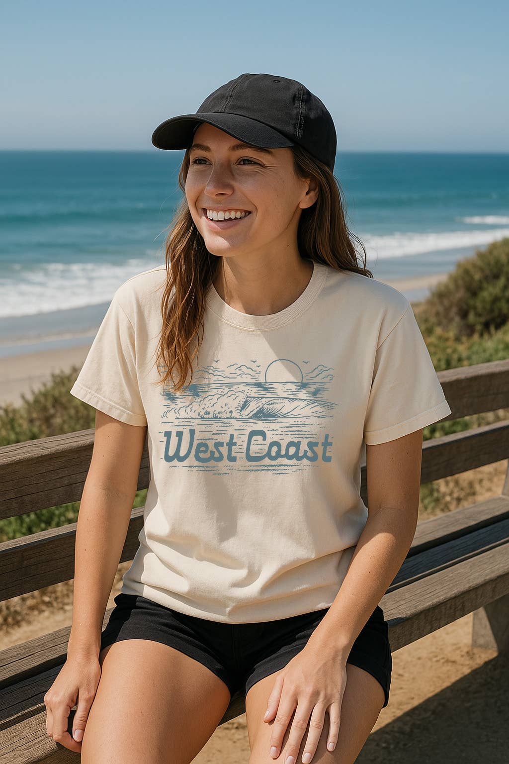 Moore Collection - Wholesale Screen Printed T-Shirt - Unisex - West Coast Wave Tee-Vintage Ivory2
