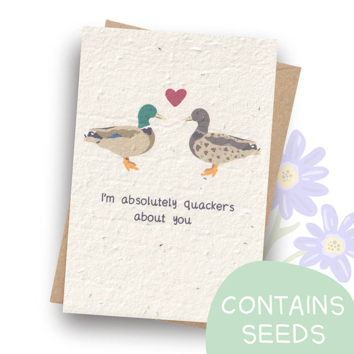 Plantable Duck Anniversary Card for wholesale by Tilly Scribbles