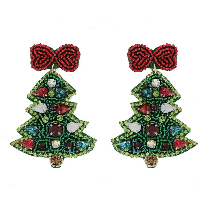Christmas Tree Earring-green for wholesale by Nola Mercantile
