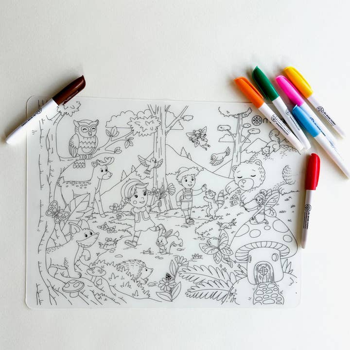 Miminoo - Wholesale Coloring Mat - Kids & Baby - Silicone Reusable Coloring Mat & Markers Set - Enchanted Forest6