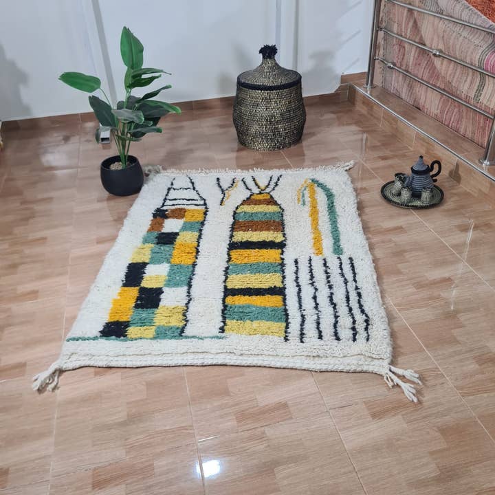 Tapis en laine Beni Ourain noué à la main authentique 150×250 cm 367 pour la vente par Maroccarpets Poufs and pillows wholesale +31648976894