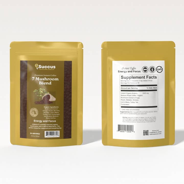 Succus - Wholesale Instant Coffee/Espresso - 7 Blend Mushroom Coffee - Energizing & Focus-Boosting Brew
