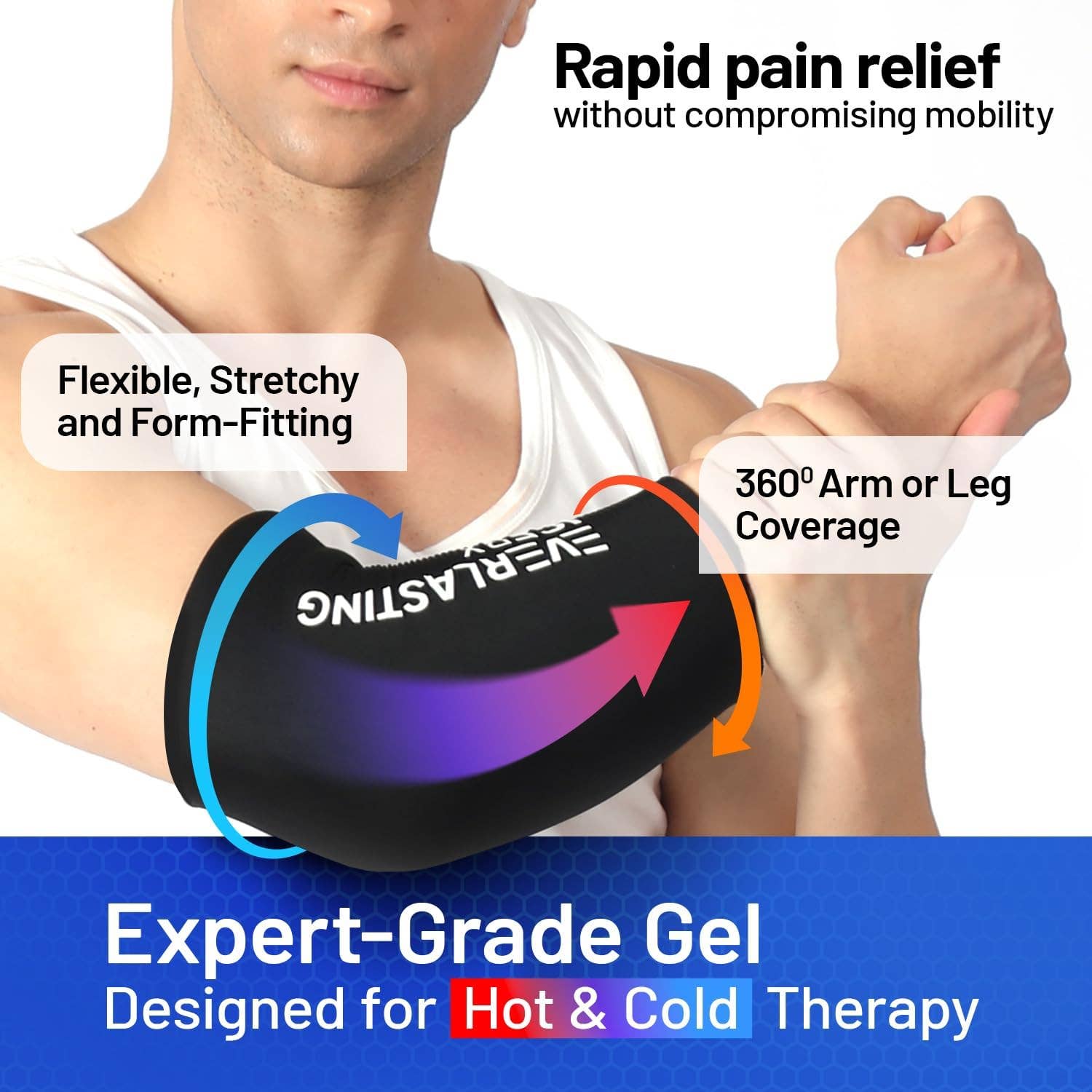 Everlasting Ice RX - Wholesale Hot/Cold Compress - EverlastingIce Knee Ice Pack Wrap Compression Sleeve for Injuries | Hot & Cold Therapy Ice Pack for Knee, 360° Coverage | Reusable for Knee, Elbow, Ankle, Wrist - XL2