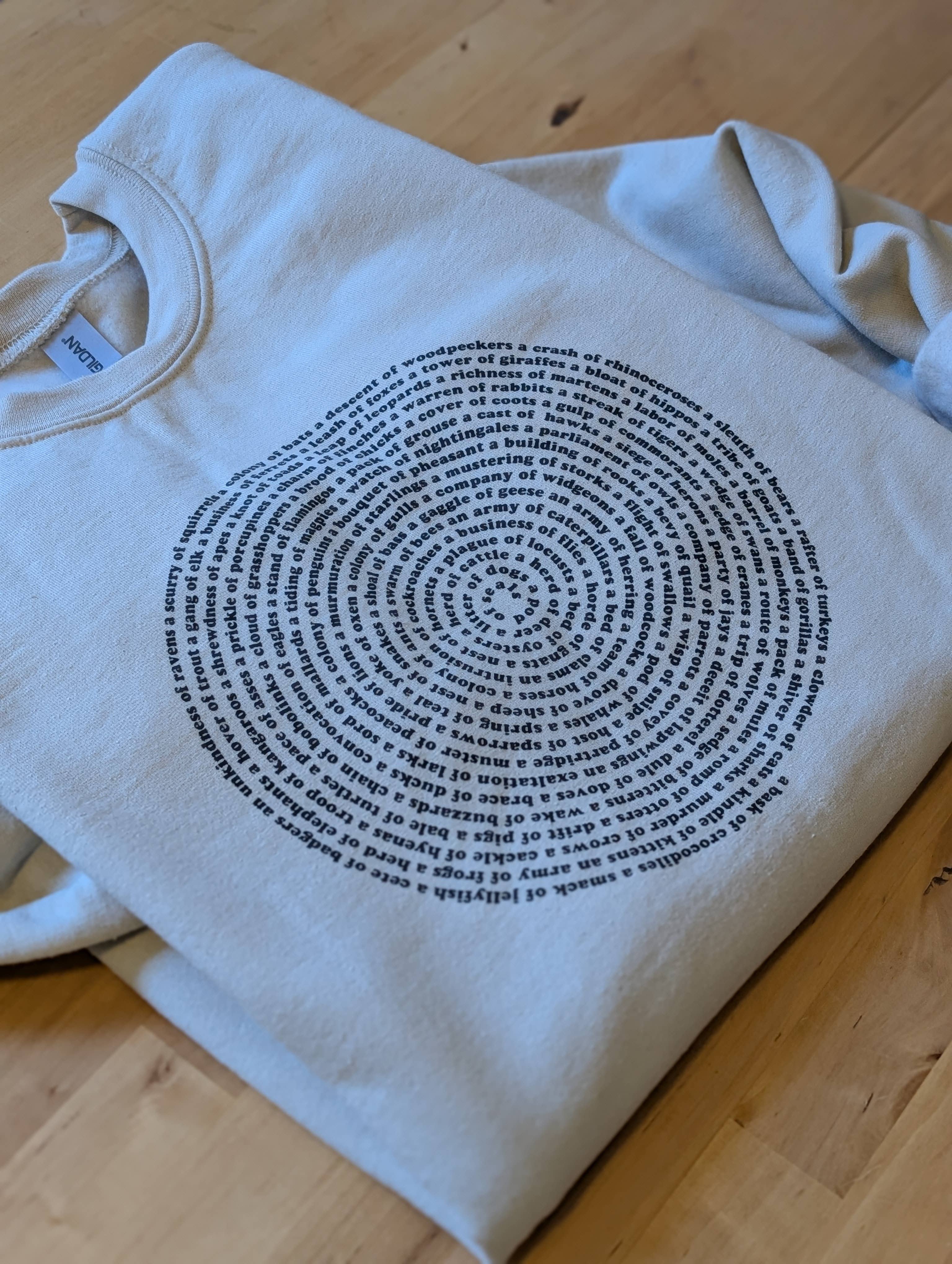 Xenotees - Wholesale Graphic Sweatshirt - Women's - Cozy Collective Animal Nouns Sweatshirt, Bookish Word Lovers0