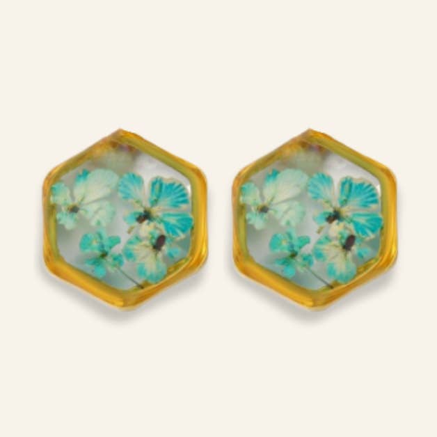 Teeny Weeny Hexagon Blauwe Küpe voor wholesale door fioreldesign