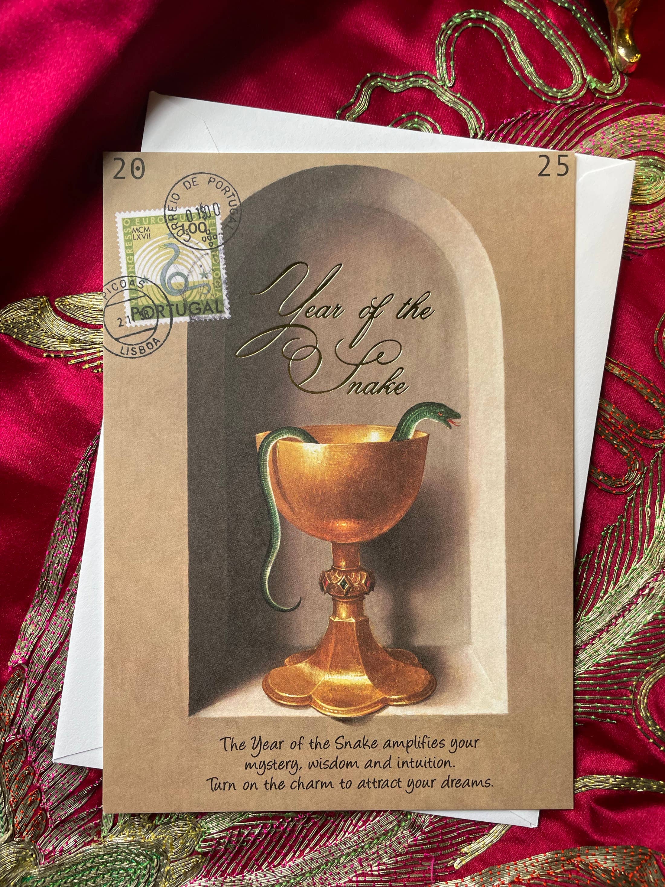 Ivory Tower Studios – wholesale Season’s Greetings card – Year of the Snake — 5x7 Keepsake Panel Card1