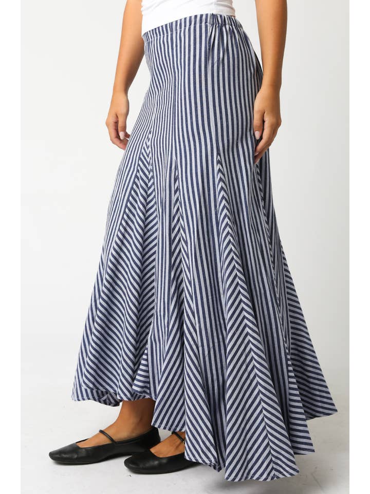 Blue Nava Stripe Maxi Skirt for wholesale on Faire1