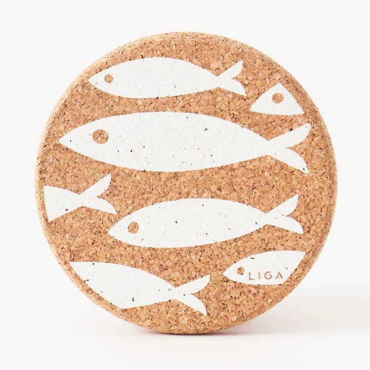 Kurken Onderzetters | Vis Wit voor wholesale door LIGA