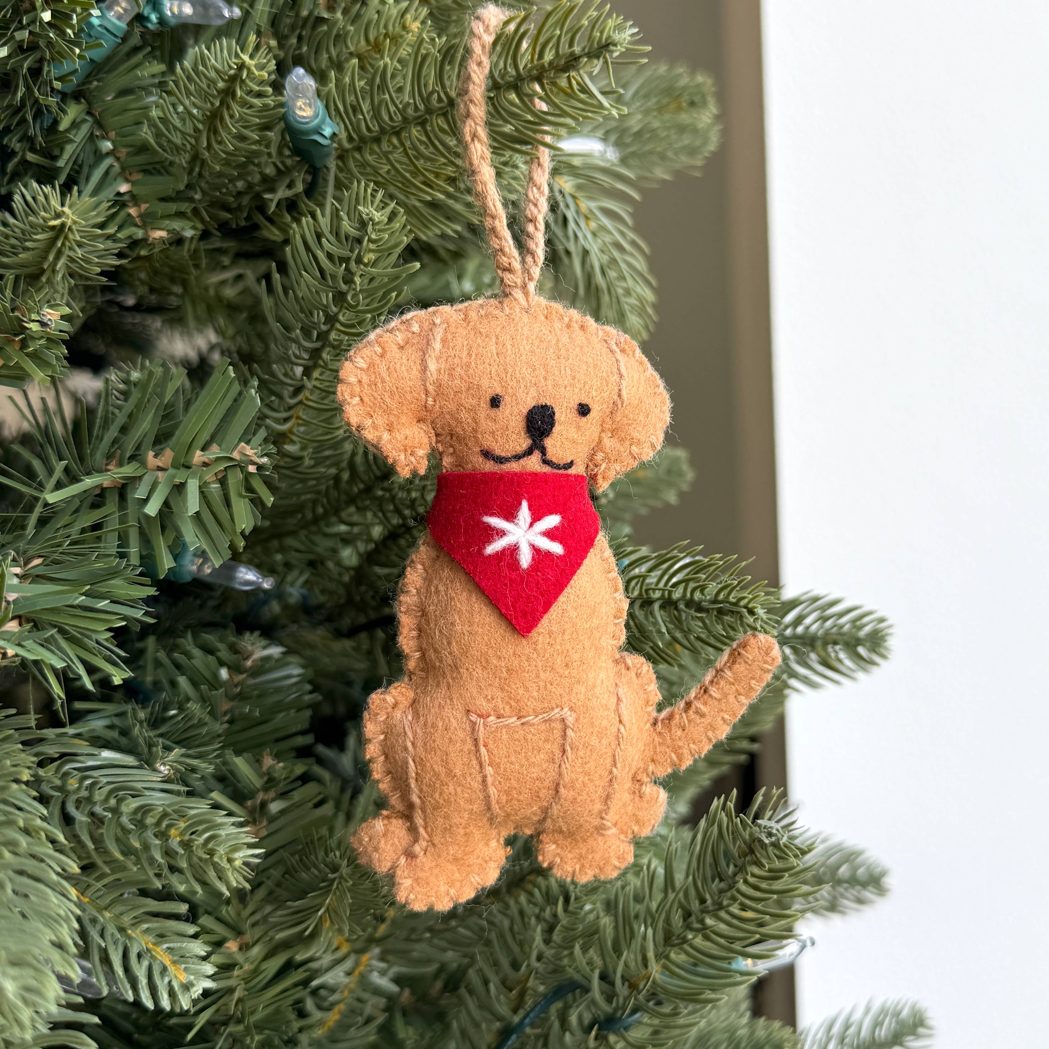 Ornaments 4 Orphans – wholesale Ornament – Dog with Bandana Embroidered Wool Ornament3