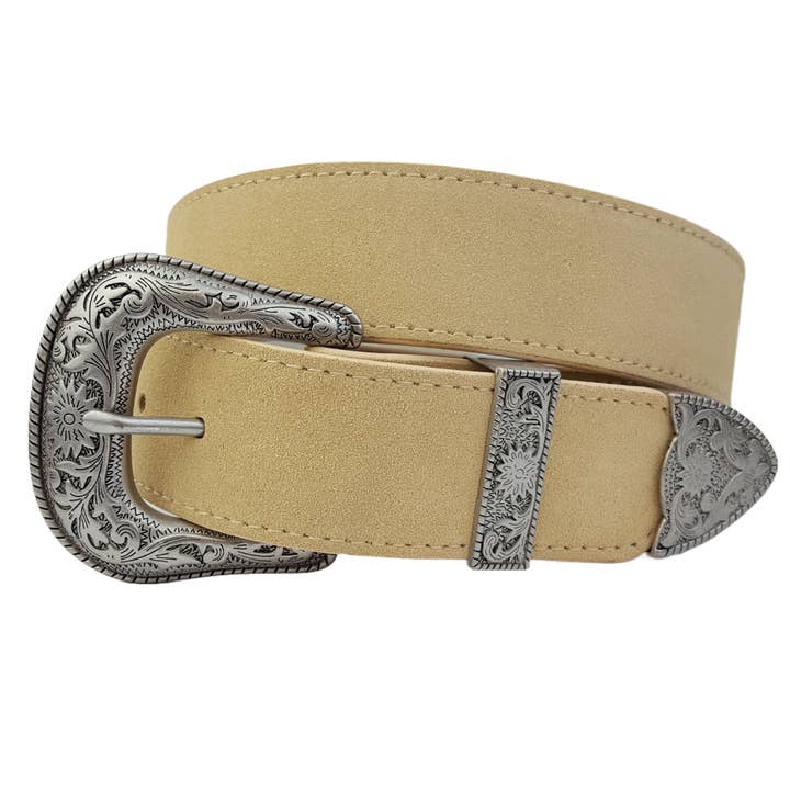 Axesoria West - Wholesale Belt - Women's - Genuine Suede Belt with Western Buckle set