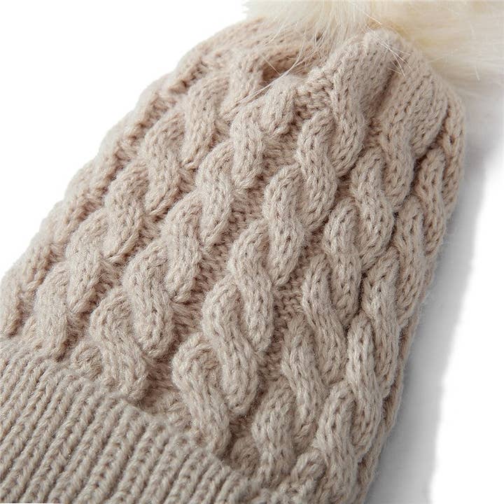 Sheer Trend - Wholesale Beanie – Women's - Solid Color Casual Fur Ball Warm Knitted Hat Beanies9