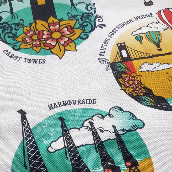 Bristol Tea Towel - Circles Design for wholesale by Susan Taylor Design