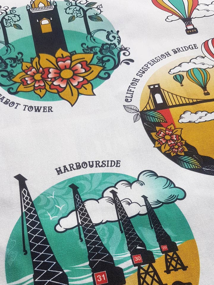 Bristol Tea Towel - Circles Design for wholesale by Susan Taylor Design