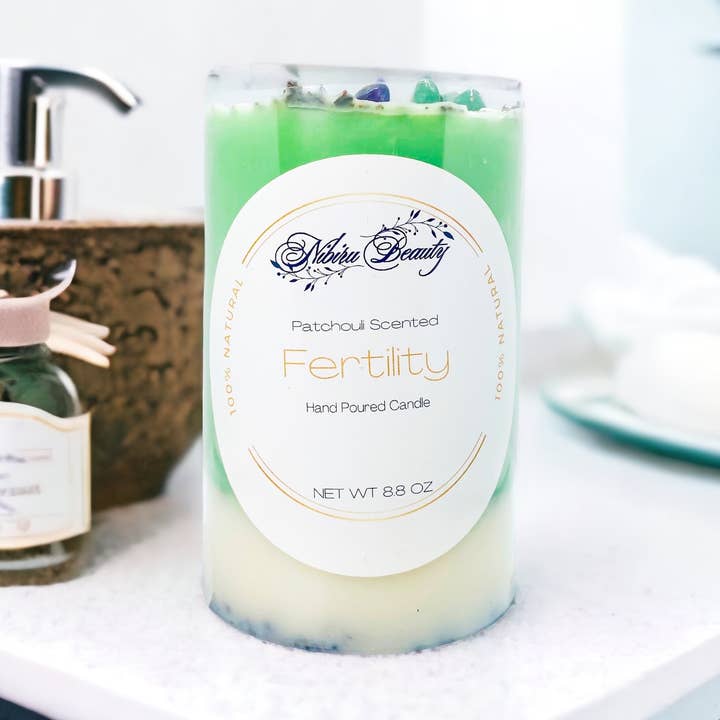 Fertility Candle | Herbal Crystal Candle for New Beginnings for wholesale by Nibiru Beauty