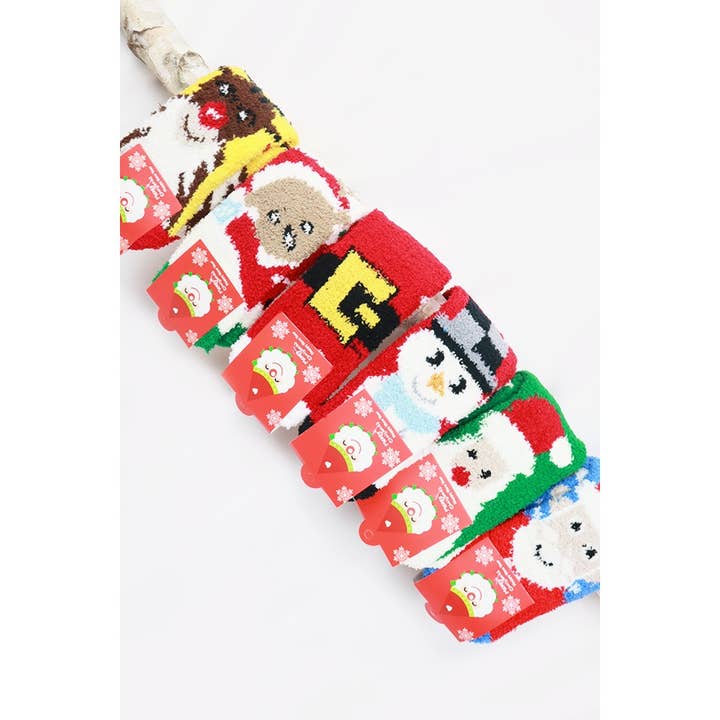 MIX COLOR Christmas Theme Fuzzy Socks for wholesale on Faire