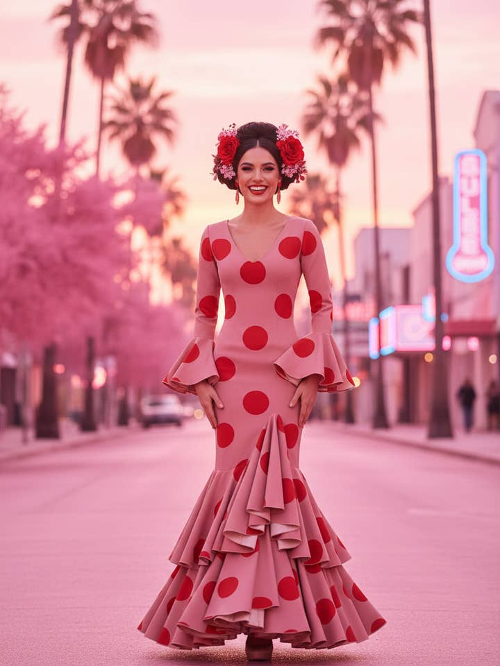 EMMA WU DESIGN X FLAMENCA G0491 MAUVE PINK FLAMENCA DRESS for wholesale by EMMA WU DESIGN