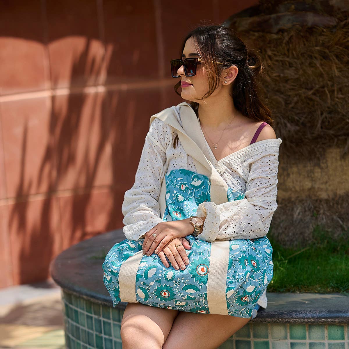 Anju Jewelry - Wholesale Tote Bag - Women's - Handcrafted Canvas Bag with Block-Printed  Serene Petals3