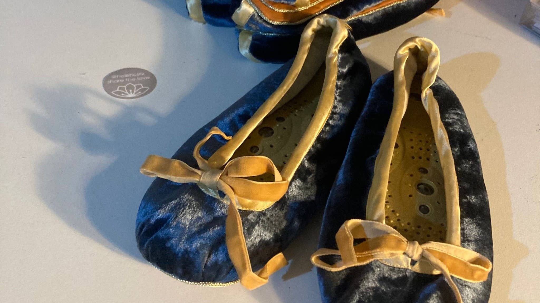 Holistic Silk Ltd - Wholesale Slippers - Women's - Silk Velvet Massage Slipper | Wellness Footwear | Med | Navy3