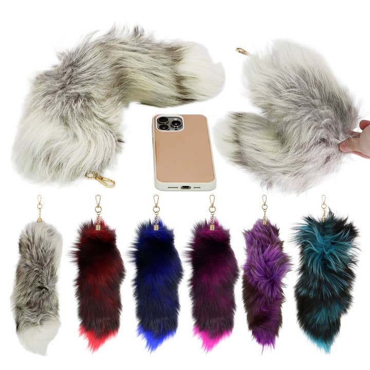 SORTIDAS Chaveiro de cauda de pelúcia oversized com efeito ombré - 47 cm para venda a revendedores na Faire