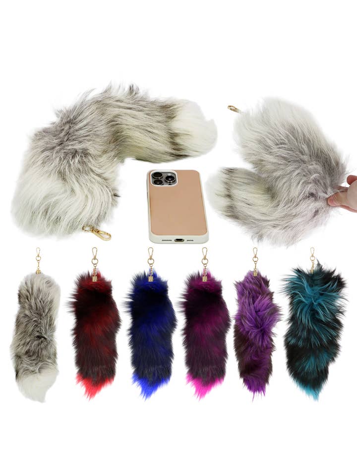 Chaveiro de cauda de pelúcia oversized com efeito ombré - 47 cm por atacado de Cap Zone