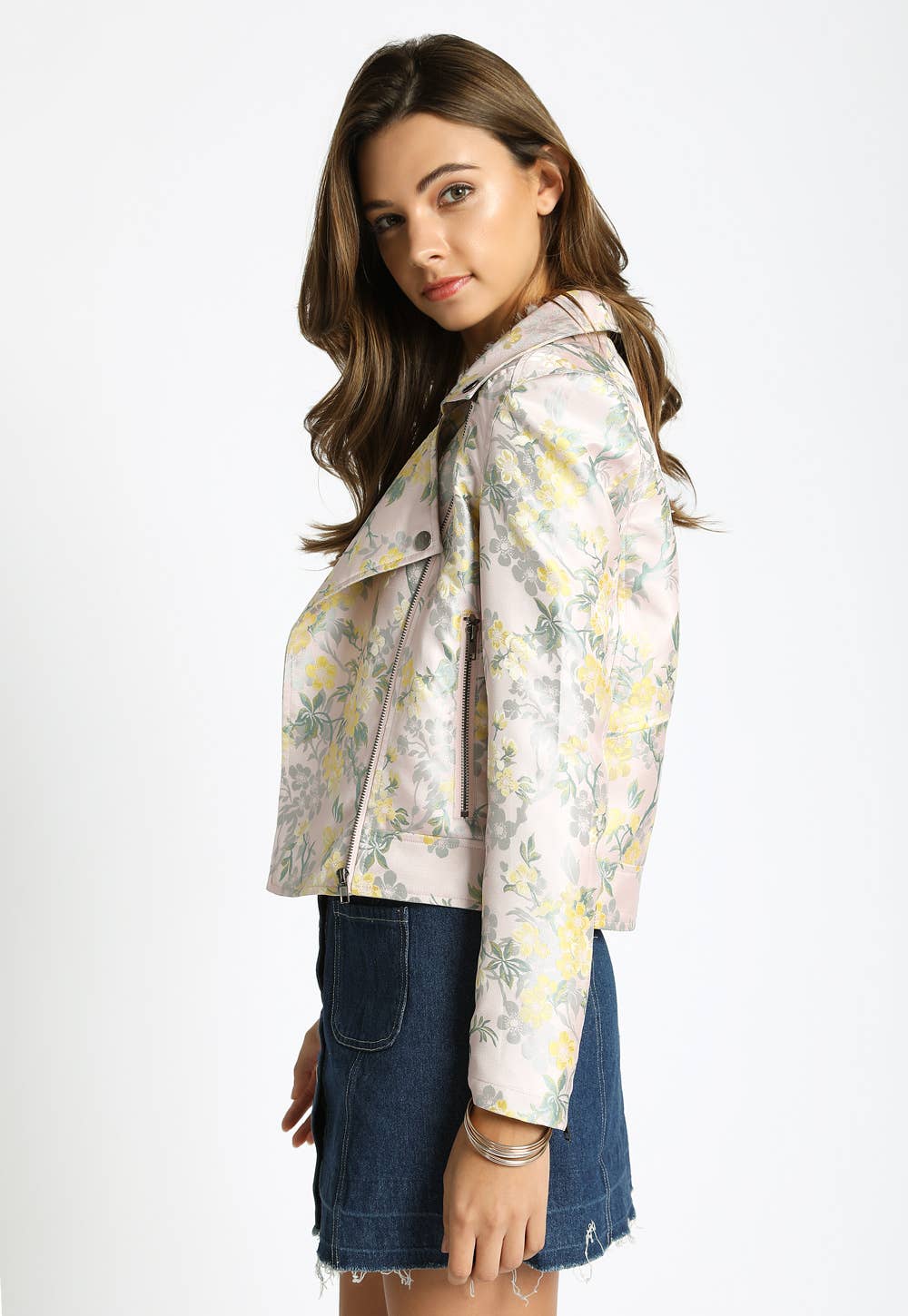 PINK MOTOJACKE AUS FLORALEM BROKAT - GSJ536 für den Großhandel auf Faire1