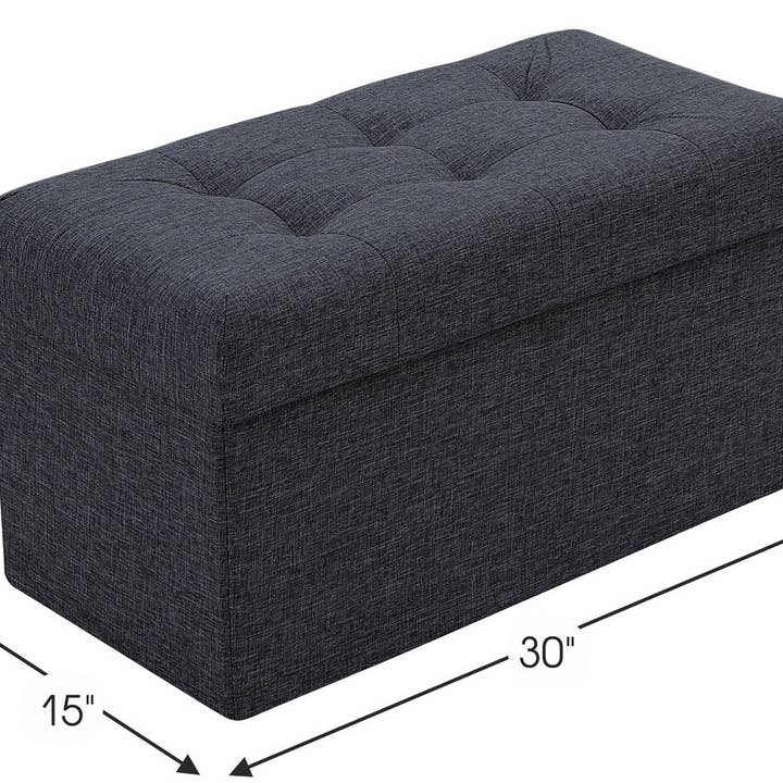 Ornavo Home – Großhandel Polsterhocker – Faltbare, getuftete Leinenbank mit Stauraum6