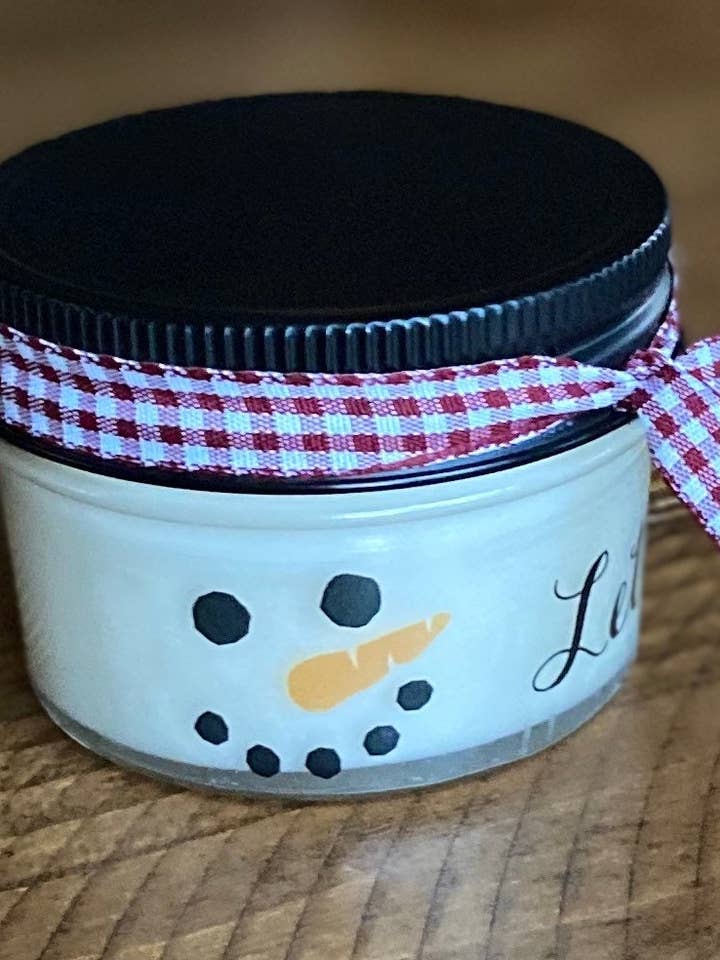 Holiday Snowman Decor Soy Candles for wholesale by Brownies&Ginger Soap Co