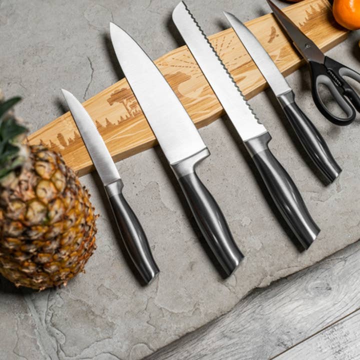 Rudderr, LLC/MintBucket - Wholesale Knife Storage - 16" Premium Magnetic Engraved Knife Holder for Wall - Bear9