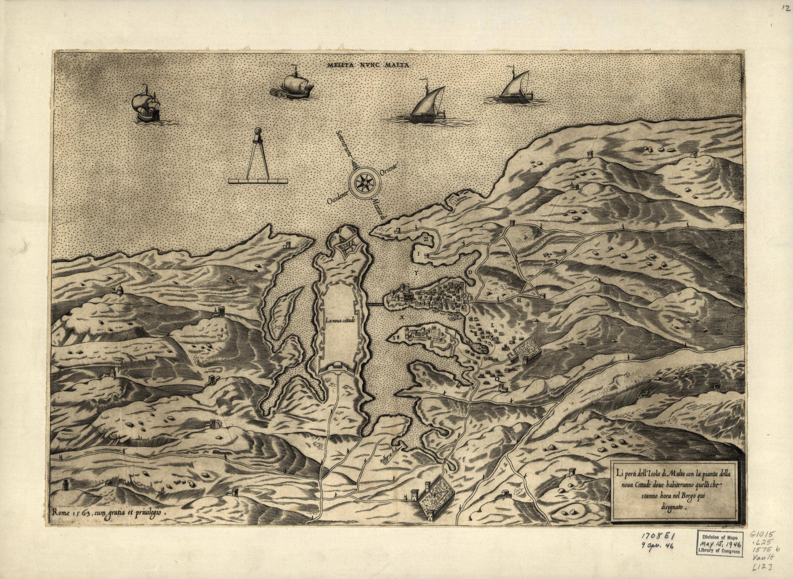 Relic Map Co. – Großhandel Karten – Malta, 1563 aus Geografia Tavole Moderne Di Geografia. 15750
