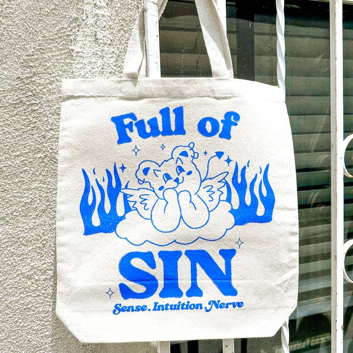 Smile Cult - Wholesale Tote Bag - Women's - Full of Sin Tote Bag | Canvas + Graphic