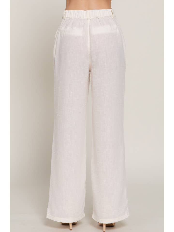 Active Basic | Active USA - Wholesale Pants - Women's - Straight Woven Linen Effect Long Pants14
