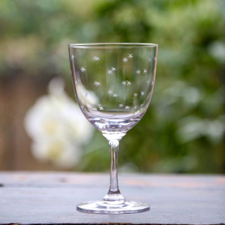 The Vintage List – wholesale Vinglas – Ett par kristall vinglas med stjärnor Design
