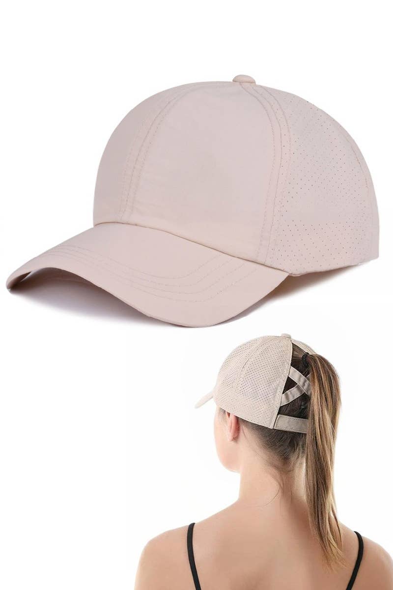42POPS - Wholesale Baseball Cap - Women&#x27;s - ..0806 Criss Cross Ponytail Baseball Cap Mesh side SI-285490