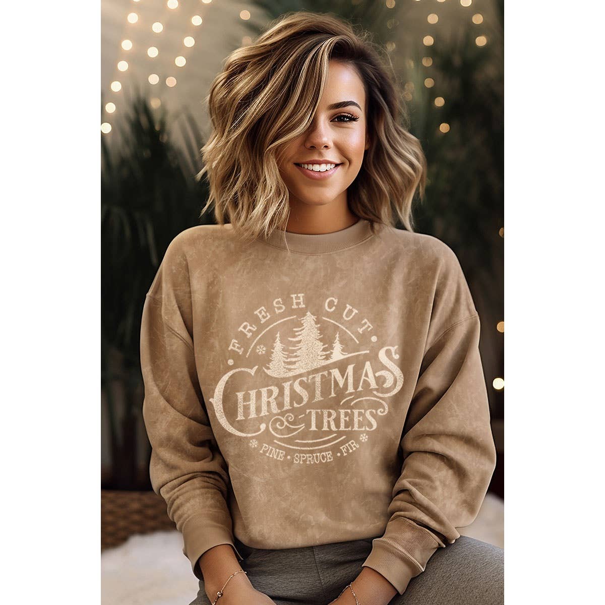 HRTandLUV - Wholesale Graphic Sweatshirt - Women's - CHRISTMAS TREES MINERAL GRAPHIC SWEATWHIRTS3
