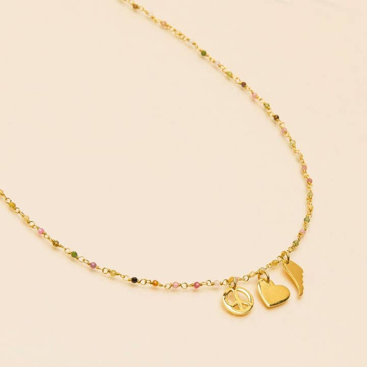 COLAR SÍMBOLO MULTI TURMALINA INDIA por atacado de Une A Une