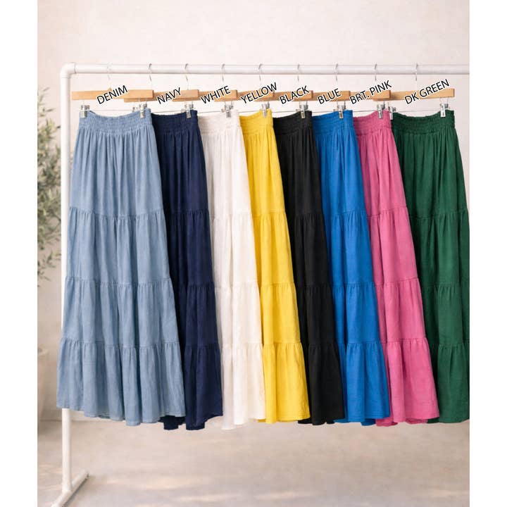 PAPAYA BREEZE TIERED MAXI SKIRT for wholesale by Winslow Collection