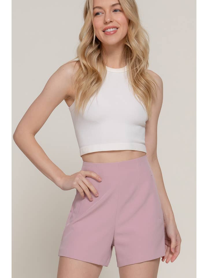 Active Basic | Active USA – wholesale Shorts – Dam – Shorts med hög midja Pinktuck14