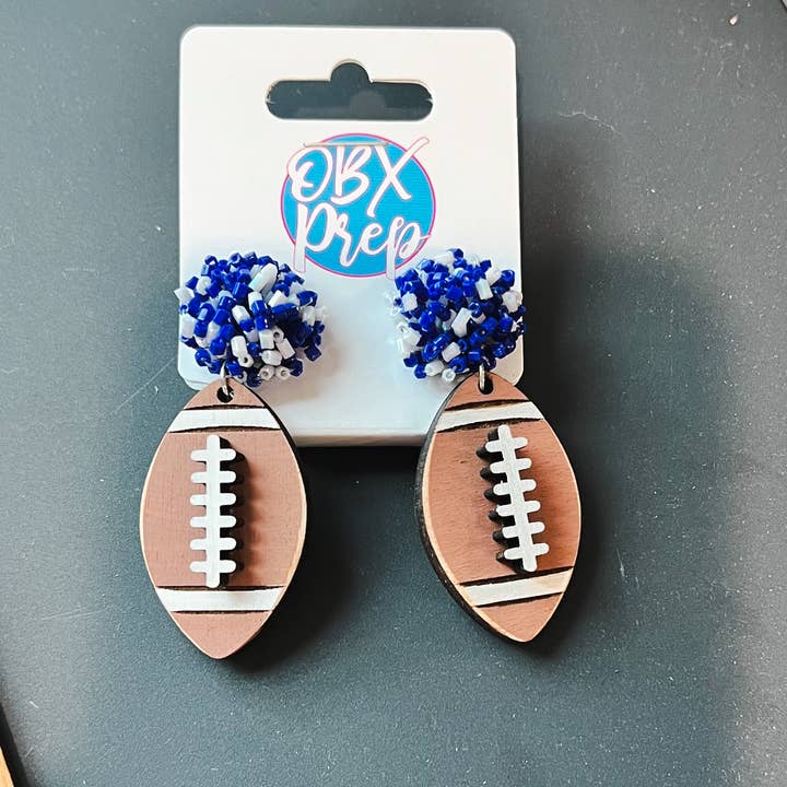 OBX Prep - Wholesale Dangle Earrings - Custom Team Bead Top Hand Painted Football Dangle Earrings9