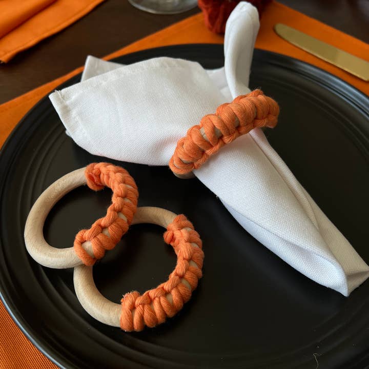 Uniq Favors - Wholesale Napkin ring - Macrame Napkin Ring Set, Wooden Napkin Holder, Rustic Decor7