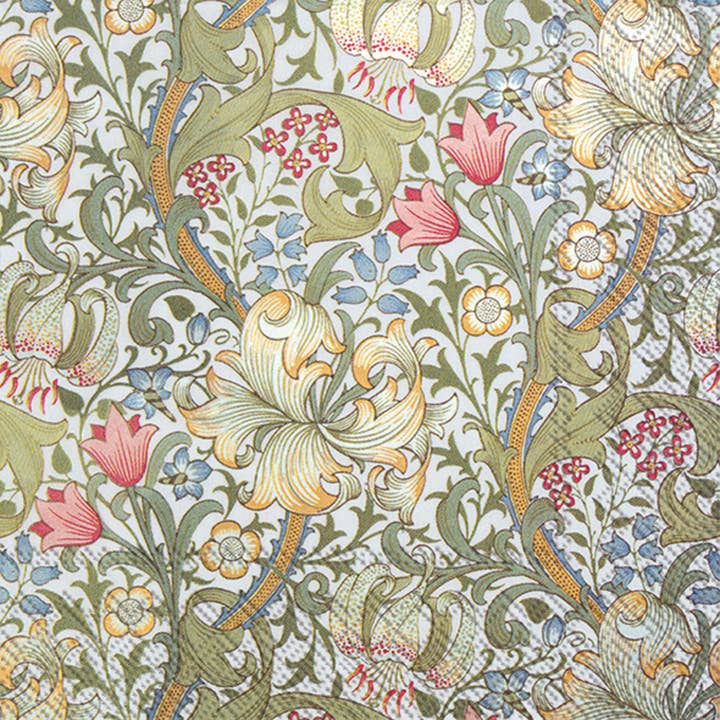 Paper Cocktail Napkins 20 ct Golden Lily white Christmas for wholesale by Boston International