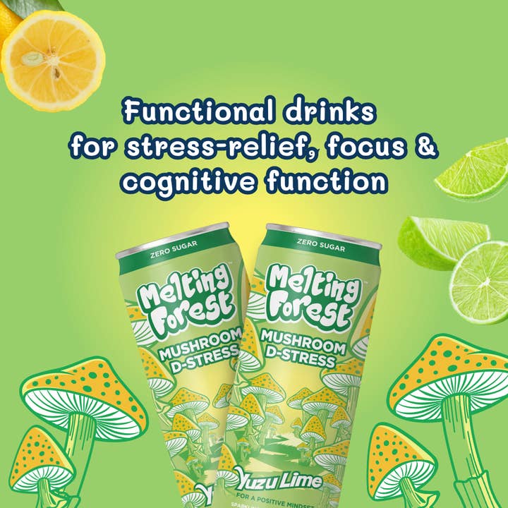 Melting Forest - Wholesale Sparkling Water - Mushroom Drink | Stress Relief | Yuzu Lime 7