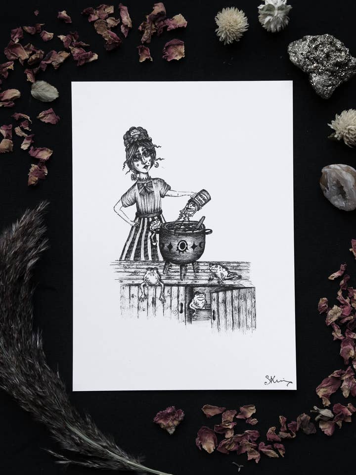 Impressão de Cozinha de Sapo | Bruxa | Arte Assustadora por atacado de ScreamPrintShop
