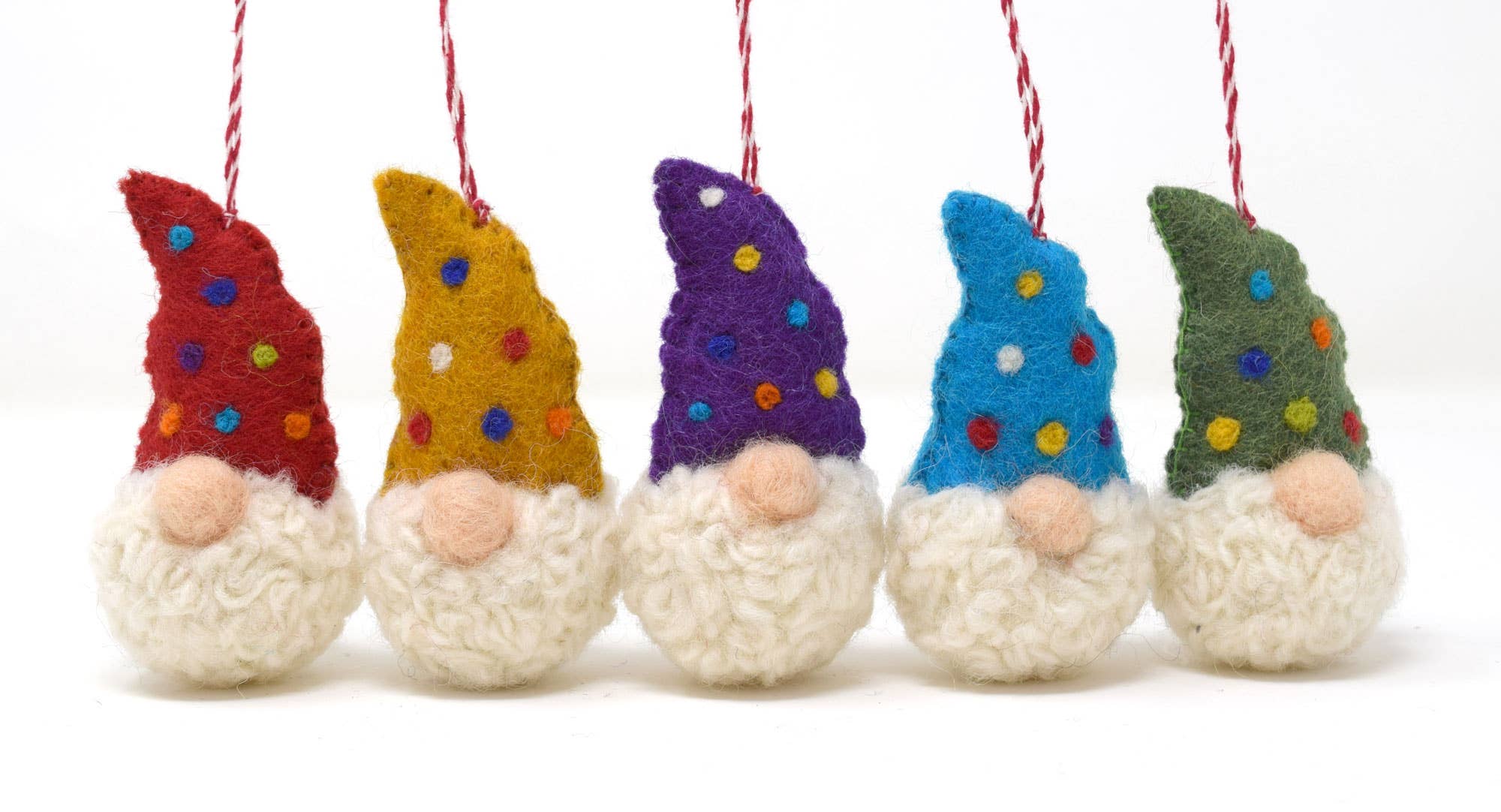 Black Yak Ltd – Großhandel Verzierung – Filz-Regenbogen-Gonk-Weihnachtsdekorationen - Wolle - Fair Trade2